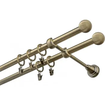 Garnýž kovová 440 cm dvouřadá - dvojitá 16 Koule mosaz