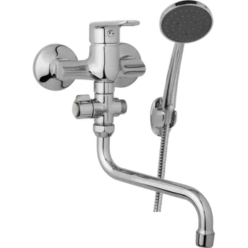 Vodovodní baterie JB Sanitary Nástěnná umyvadlová a sprchová baterie FINERY, rozteč 100 mm, otočný přepínač, s příslušenstvím, trubkové ramínko 200 mm