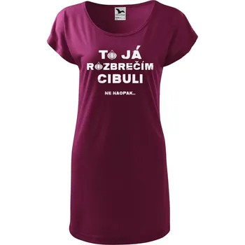 Dámské tričko DOBRÝ TRIKO Dámské tričko/šaty s potiskem Rozbrečím cibuli Velikost: XS, Barva: Fuksiová