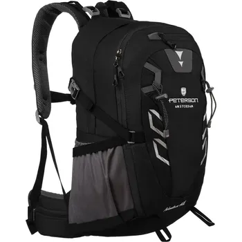 Sportovní batoh Dobrodružný černý trekový batoh s pláštěnkou Barva: Černá