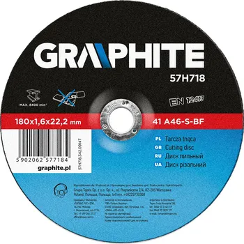 Řezný kotouč Graphite Řezný kotouč na kov 180 x 1,6 x 22,2 mm