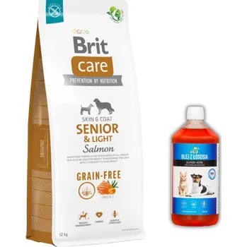Krmivo pro psa BRIT CARE Dog Grain-free Senior & Light Salmon 12kg + LAB V Lososový olej pro psy 500ml