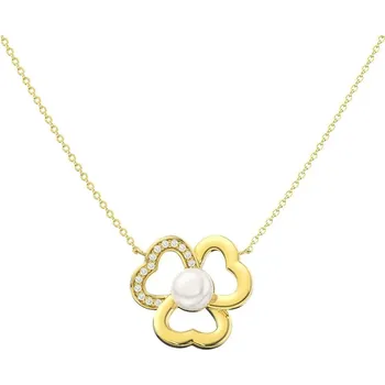 Přívěsek Majya Stříbrný řetízek s perlou LUCKY pozlacený Ag/; ≤2,74 g 11318