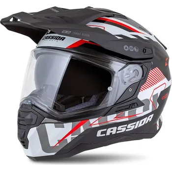 Helma na motorku Přilba Road Runner TechniX, CASSIDA (bílá/černá/červená/šedá/černý matný kšilt, plexi s přípravou pro Pinlock) 2026 (Velikost: S (55 až 56 cm))