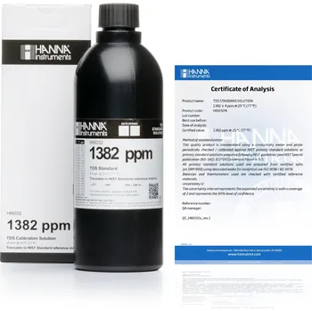 Dezinfekce Kalibrační roztok na TDS 1382 mg/L (ppm); 500 ml, s certifikátem