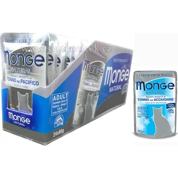 Krmivo pro kočku Monge Natural Cat MULTIPACK tuňák a ančovičky - kapsička 24x80 g