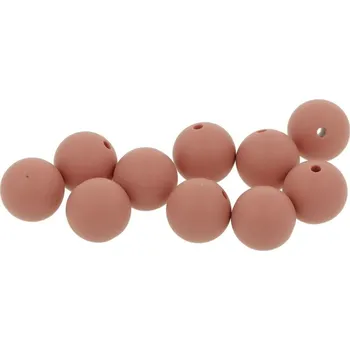 Dětské navlékací korálky Natana silikonové korálky tmavě pudrové 15 mm 10 kusů