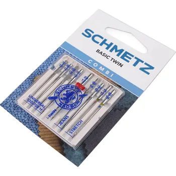 Strojové jehly Combi box 70; 80; 90; 100 Schmetz na kartě, malé, nikl