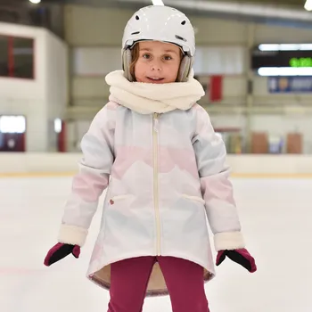 Kojenecká bunda softshellový kabátek se smetanovou kapucí a šálou