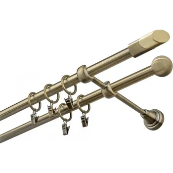 Garnýž kovová 360 cm dvouřadá - dvojitá 16 Piza II mosaz