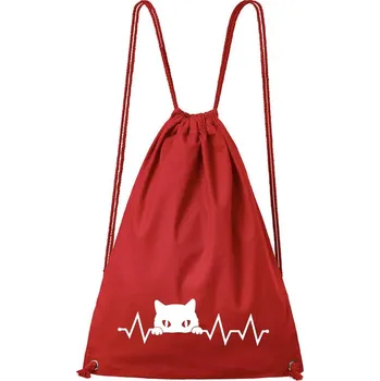 DOBRÝ TRIKO Bavlněný batoh Tep kočka Barva: Červená