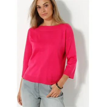 Dámská móda Pulovr s lodičkovým výstřihem a 7/8 rukávy třešňová 54