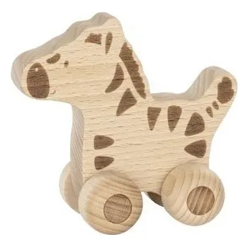 Dřevěná hračka Goki Edukační dřevěná zebra na kolečkách