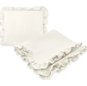 Dětská deka Luxusní 2D sada Nature - polštářek a deka s volánkem - smetanová