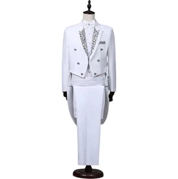 Pánský oblek Luxusní pánský oblek frak s delší zadní stranou Velikost: XS, Barva (Varianta): white