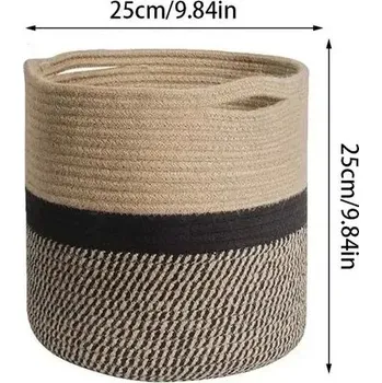 Úložný box Ručně pletený úložný koš na hračky a prádlo | úložný košík, skládací koš - 1ks černý M