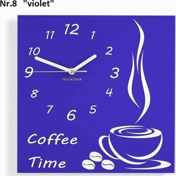 Hodiny Kuchyňské nástěnné hodiny Coffee Time fialová
