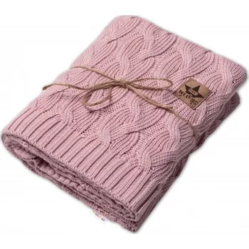 Dětská deka Bambusová dětská pletená deka Baby Nellys, vzor pletený cop, 80 x100 cm, pudrová