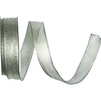 Stuha Stuha stříbrná PLATINUM SILVER lurexová 15mm x 3,5m (5,70 Kč/m) (Stuha stříbrná, lurexová, průsvitná, s drátkem v lemu)