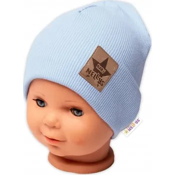 Pokrývka hlavy Žebrovaná dvouvrstvá čepice s lemem - sv. modrá, vel. 80/86, Baby Nellys