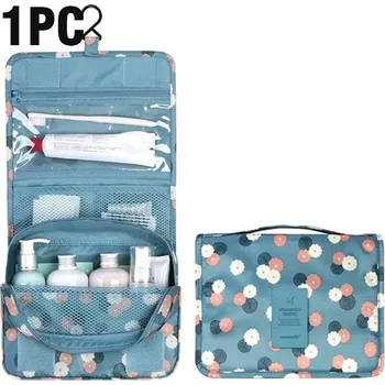 Kosmetická taška Voděodolná cestovní kosmetická taška na zavěšení - pintíky světle modrá