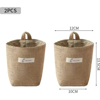 Úložný box Látkový závěsný organizér na zeď | úložný vak | nástěnný organizér 2 ks - 2ks žlutý pruh