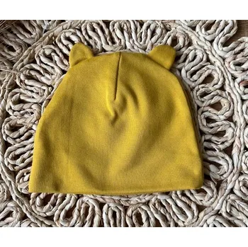 Kojenecká čepice Kojenecká čepička s oušky Mamatti, Balón - hořčicová, vel. 68