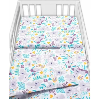 Povlečení Baby Nellys 2-dílné bavlněné povlečení Koala na stromě - bílá/lila, 135x100 cm