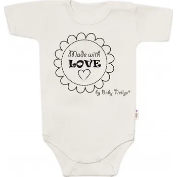 Body krátký rukáv Made with love, Baby Nellys, béžové, vel. 62