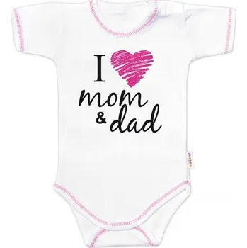 Body krátký rukáv Baby Nellys, I love mom & dad, holka, vel. 86