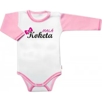 Body dlouhý rukáv s vtipným textem Baby Nellys, Malá Koketa, holka, vel. 74