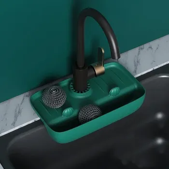 Odkapávač na nádobí Silikonový odkapávač na dřez | kuchyňský organizér, odkapávací podložka - Tmavě zelená A0013C
