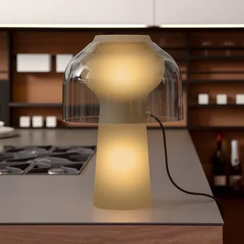 Lampička Stolní lampa Karman Lilly, kouřově šedá, výška 48 cm, sklo - Ø základny 17,3 cm 2 x 18 W LED - Doprava zdarma