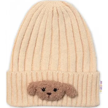Čepice Dětská zimní čepice Bear, Baby Nellys - ecru, vel. 48-54 cm