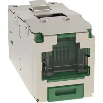 Patch panel CJSH6X88TGGRY Uzavíratelný modul MINI-COM TX STP, RJ45, kat. 6A 10G, zelený