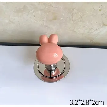 WC štětka Koupelnové doplňky bez vrtání do koupelny | splachovadlo na WC - růžový králíček