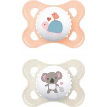 dudlíky Ortodontický silikonový dudlík MAM, Original Girl 2-6 m, smetanová/meruňková, 2 ks