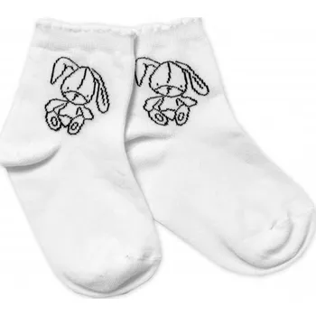 Baby Nellys Bavlněné ponožky Cutte Bunny - bílé, vel. 122/128