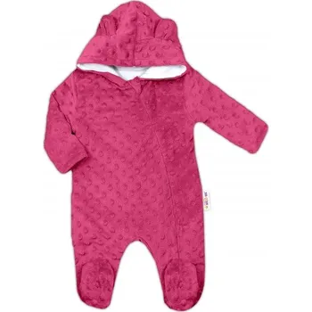 Kojenecká kombinéza Baby Nellys Kombinézka/overálek MINKY s kapucí a oušky - sytě růžová, vel. 80