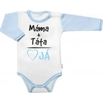 Body dlouhý rukáv s vtipným textem Baby Nellys, Máma+Táta, vel. 80, kluk