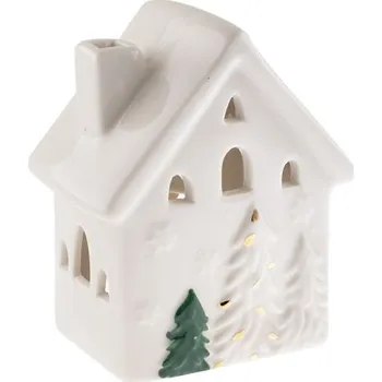 Svícen Keramický domek na svíčku 213608 12 cm bílý