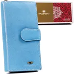 Velká dámská kožená peněženka se zipem a patentkou Barva: Modrá