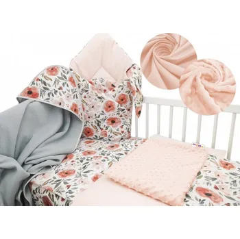Příslušenství pro dětskou postel a kolébku Baby Nellys 6-ti dílná výhodná sada s dárkem sada pro miminko,135x100 cm - Begónie