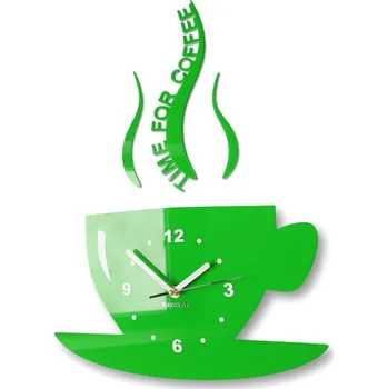 Hodiny Kuchyňské nástěnné hodiny Time for coffee zelená