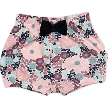 Dětská móda Kraťásky s mašličkou Baby Nellys, Blooming Flowers, bavlna, růžové, vel. 98