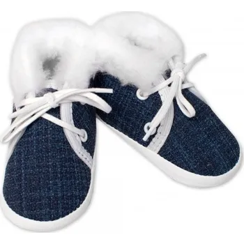 Capáčky Kojenecké capáčky/botičky na šněrování s kožíškem, Baby Nellys, granát
