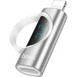 Přepojka / redukce HOCO - LCD měření výkonu - Lightning samec na USB-C samice - stříbrná