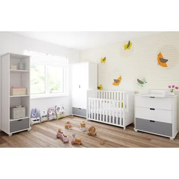 Dětská postýlka Postýlka 120/60 cm Birds - spouštěcí bočnice + šuplík