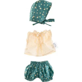 Doplněk pro panenku Oblečky pro panenky, tunika, kraťasky, šátek, Puntík Alimi, zelená/smetanová