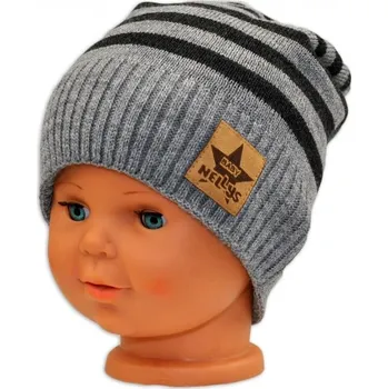 Čepice Podzimní/zimní proužkovaná čepice - sv. šedo/grafit